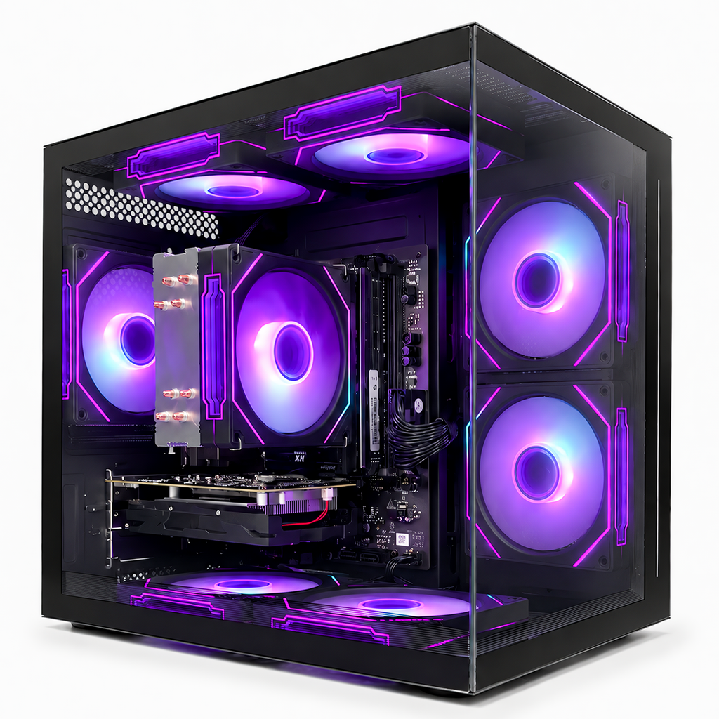 Prebuilt Gaming Desktop PC，Ryzen 5 4500(6Core-3.6G Up to 4.1G) 16GB DDR4 RAM | 256GB SSD| RX560 4G GPU | Wi-Fi 6 | 8 RGB Fans,for Home Office Gaming Tower Computer
