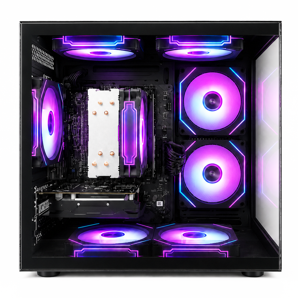 Prebuilt Gaming Desktop PC，Ryzen 5 4500(6Core-3.6G Up to 4.1G) 16GB DDR4 RAM | 256GB SSD| RX560 4G GPU | Wi-Fi 6 | 8 RGB Fans,for Home Office Gaming Tower Computer