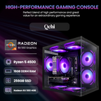 Prebuilt Gaming Desktop PC，Ryzen 5 4500(6Core-3.6G Up to 4.1G) 16GB DDR4 RAM | 256GB SSD| RX560 4G GPU | Wi-Fi 6 | 8 RGB Fans,for Home Office Gaming Tower Computer