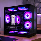 Prebuilt Gaming Desktop PC，Ryzen 5 4500(6Core-3.6G Up to 4.1G) 16GB DDR4 RAM | 256GB SSD| RX560 4G GPU | Wi-Fi 6 | 8 RGB Fans,for Home Office Gaming Tower Computer