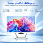 Qehi 24 inch All-in-One PC Desktop Computer Core I7, 16G RAM 256G SSD Wi-Fi6, 1080P Gaming All in One Business Display for Home Office with Keyboard & Mouse