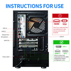 Qehi Gaming PC- R5-3500X,16G DDR4 RAM,512GB SSD,RX560 4G,WIFI6,RGB Fans,Black