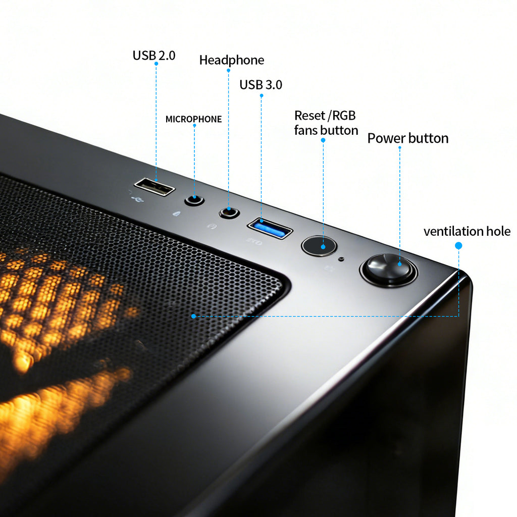 Qehi Gaming PC Desktop Ryzen 7 5700X | 16GB DDR4 RAM | GeForce RTX 3050 6GB | WIFI6 | High-Performance Gaming & Design Computer, Black Tower PC