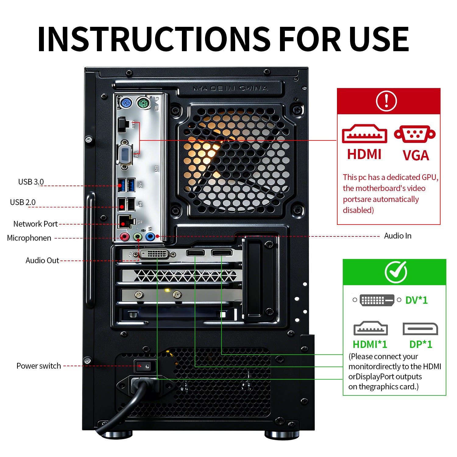 Qehi Gaming PC Desktop Ryzen 7 5700X | 16GB DDR4 RAM | GeForce RTX 3050 6GB | WIFI6 | High-Performance Gaming & Design Computer, Black Tower PC