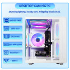 Qehi Gaming PC Desktop, Core i5 16G , RX550 4GB, 16G RAM, NVME/3.0/256G , RGB Lighting, White