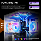 Qehi Gaming PC Desktop, Core I7, RX580 8GB, 16G RAM, 512GB NVME 3.0 SSD , RGB Lighting, WIFI6,400W, White