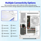 Qehi Gaming PC Desktop, Core I7, RX580 8GB, 16G RAM, 512GB NVME 3.0 SSD , RGB Lighting, WIFI6,400W, White
