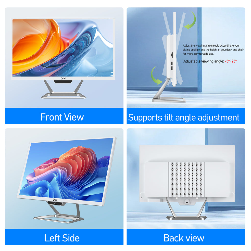 Qehi 22" All-in-One PC AIO Desktop Computer Core I5 Wi-Fi6 Gaming All in One Business (I5-16G-256G)