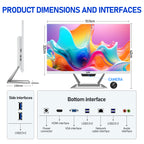 Qehi 24 inch All-in-One PC Desktop Computer Core I7, 16G RAM 256G SSD Wi-Fi6, 1080P Gaming All in One Business Display for Home Office with Keyboard & Mouse
