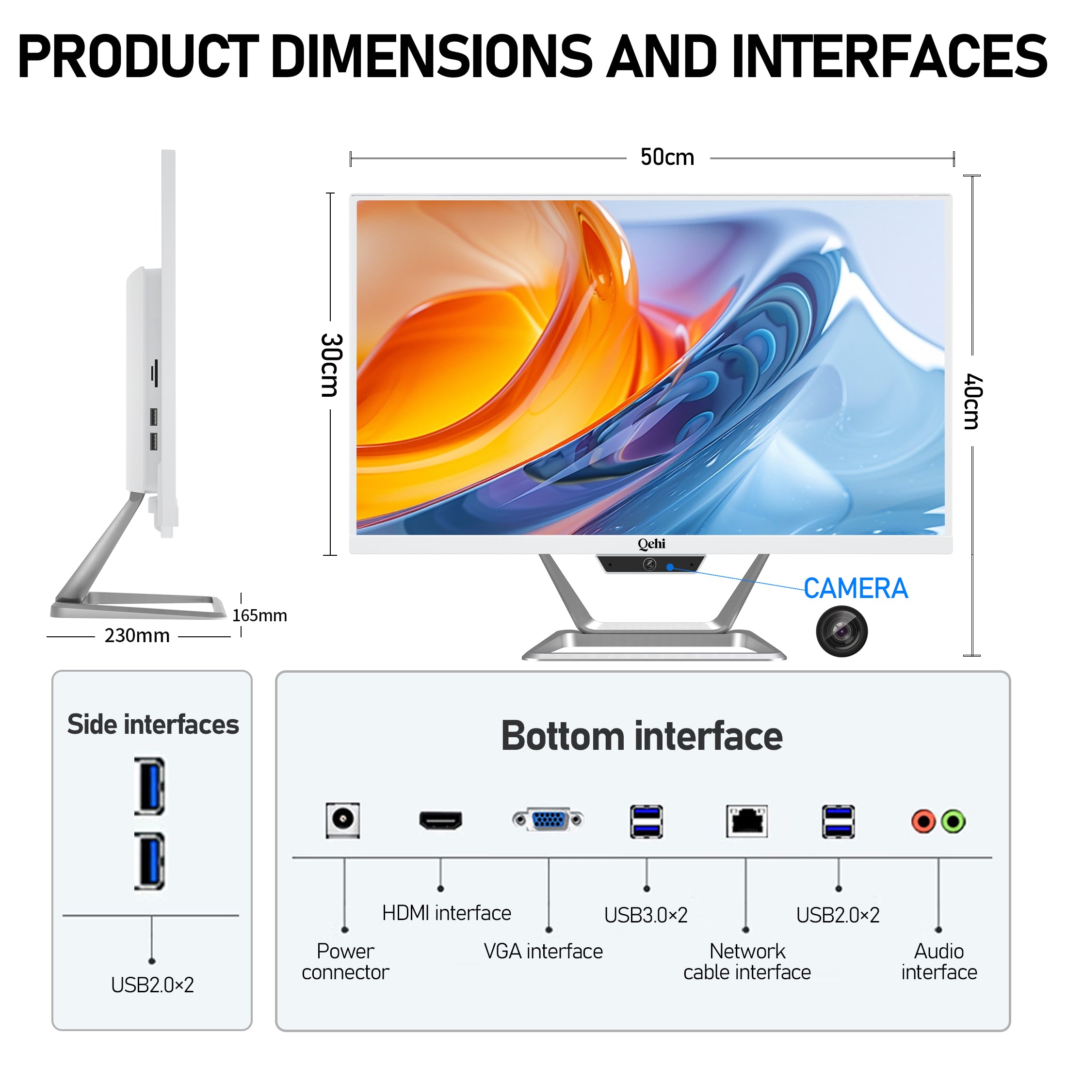 Qehi 22" All-in-One PC AIO Desktop Computer Core I5 Wi-Fi6 Gaming All in One Business (I5-16G-256G)