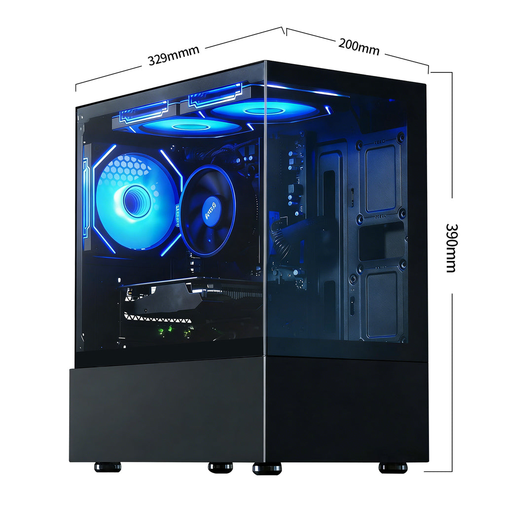 Qehi Gaming PC- R5-3500X,16G DDR4 RAM,512GB SSD,RX560 4G,WIFI6,RGB Fans,Black