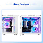 Qehi Gaming PC Desktop, Core i5 16G , RX550 4GB, 16G RAM, NVME/3.0/256G , RGB Lighting, White