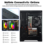 Qehi Gaming Desktop PC, Ryzen 7 , RTX3050 8G，16G RAM，1T SSD ,WIFI6,prebuilt Black pcs