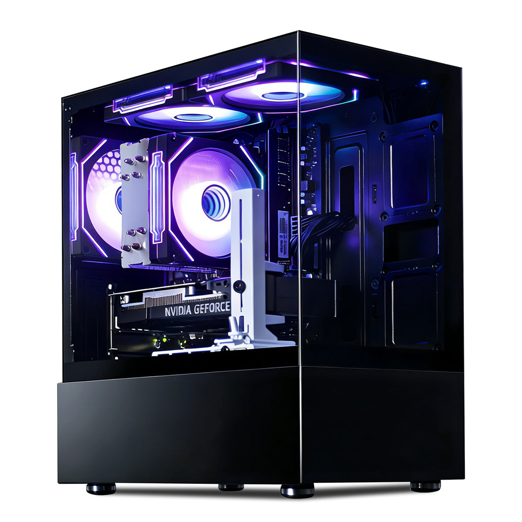 Qehi Gaming PC Desktop Ryzen 7 5700X | 16GB DDR4 RAM | GeForce RTX 3050 6GB | WIFI6 | High-Performance Gaming & Design Computer, Black Tower PC