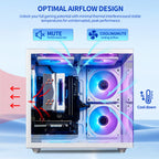 Qehi Gaming PC Desktop, Core i5 16G , RX550 4GB, 16G RAM, NVME/3.0/256G , RGB Lighting, White