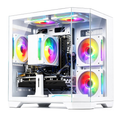 Qehi Gaming PC Desktop, Core I7, RX580 8GB, 16G RAM, 512GB NVME 3.0 SSD , RGB Lighting, WIFI6,400W, White