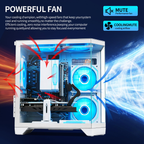Qehi Gaming PC Desktop, Core I7, RX580 8GB, 16G RAM, 512GB NVME 3.0 SSD , RGB Lighting, WIFI6,400W, White