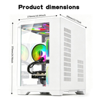 Qehi Gaming PC Desktop, Core I7, RX580 8GB, 16G RAM, 512GB NVME 3.0 SSD , RGB Lighting, WIFI6,400W, White